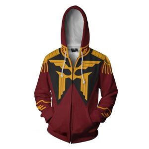 Gundam Char Aznable Hoodies - Zip Up Red Mobile Suit Hoodie
