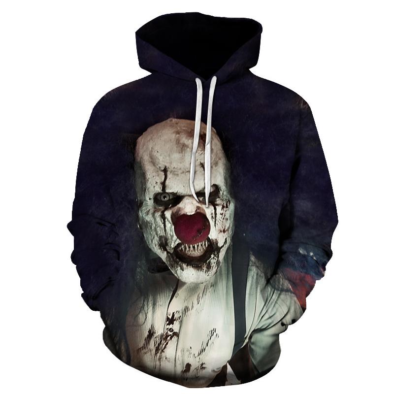 Halloween Clown Devil Print Hoodie