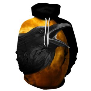 Halloween Crow Print Hoodie