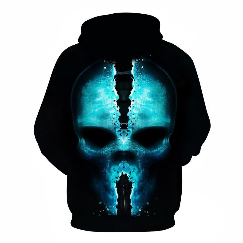 Halloween Devil White Skull 3D Printed Hoodie - Image 2