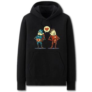Iron Man and Captain America Hoodies - Solid Color IronMan and Captain America Cartoon Style Fleece Hoodie