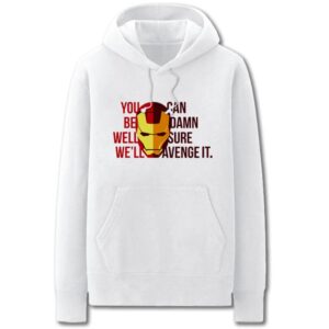 Iron Man Hoodies - Solid Color Super Hero Iron Man Cartoon Style Fleece Hoodie