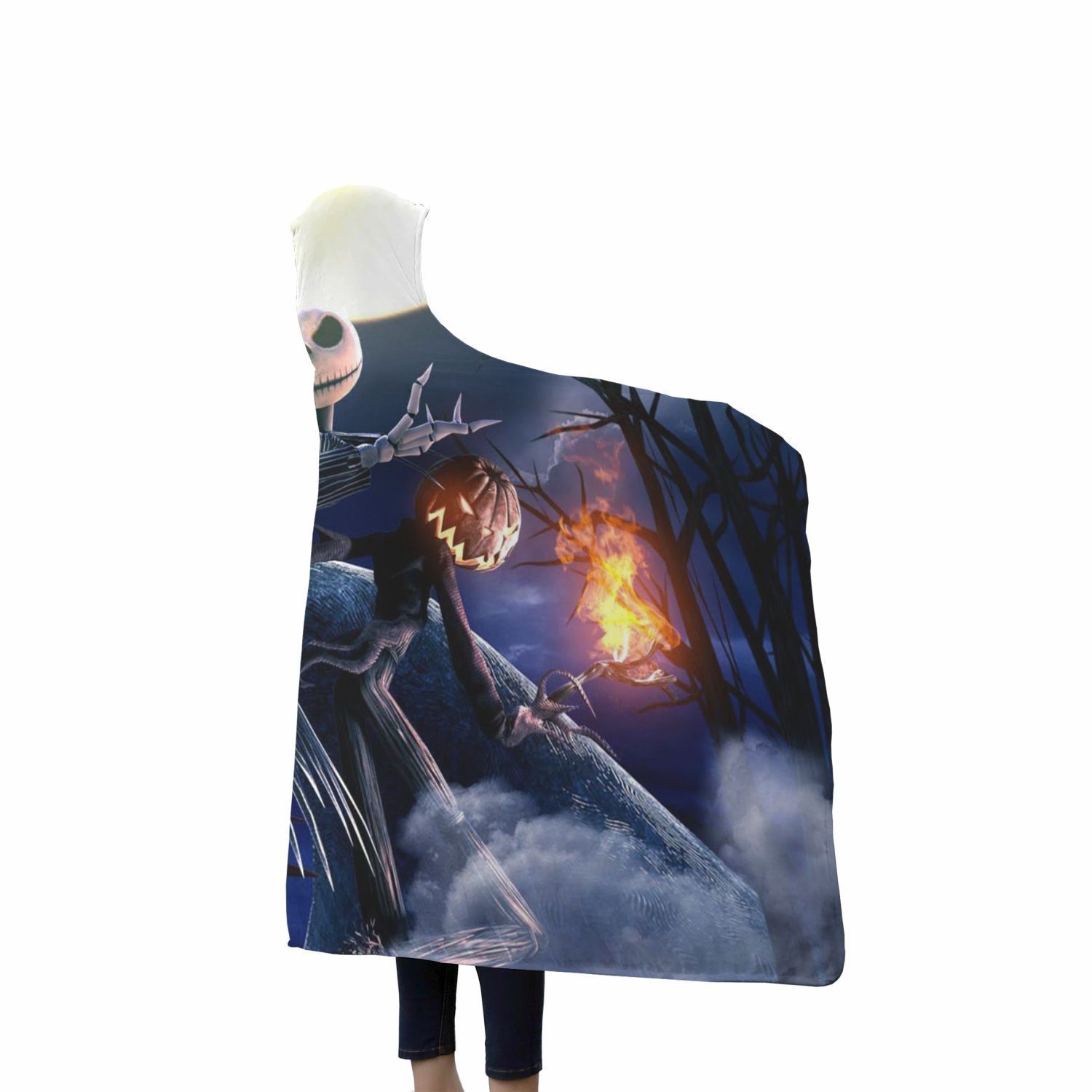 Jack Skellington Hooded Blankets - Skull Jack Hooded Blanket - Image 2