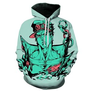 JoJo’s Bizarre Adventure Hoodies - Jotaro Kujo 3D Printed Pullover Hooded Sweatshirt