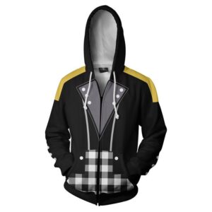 Kingdom Hearts  Riku Keyblade Hoodies - Zip Up Black-yellow Hoodie