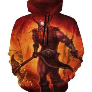 League Of Legend Olaf Hoodies -  Pullover Red Hoodie