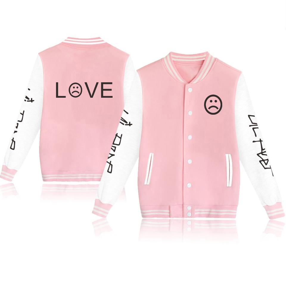 Lil Peep Jackets - LOVE Letter Printed Baseball Jacket - Image 2