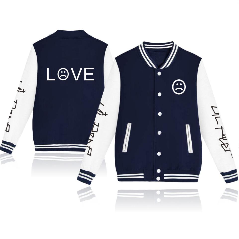 Lil Peep Jackets - LOVE Letter Printed Baseball Jacket - Image 3
