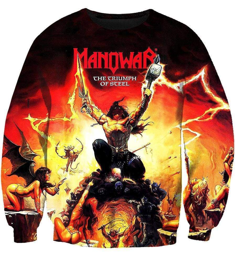 Manowar Heavy Metal Band Hoodies - Pullover Red Hoodie - Image 3
