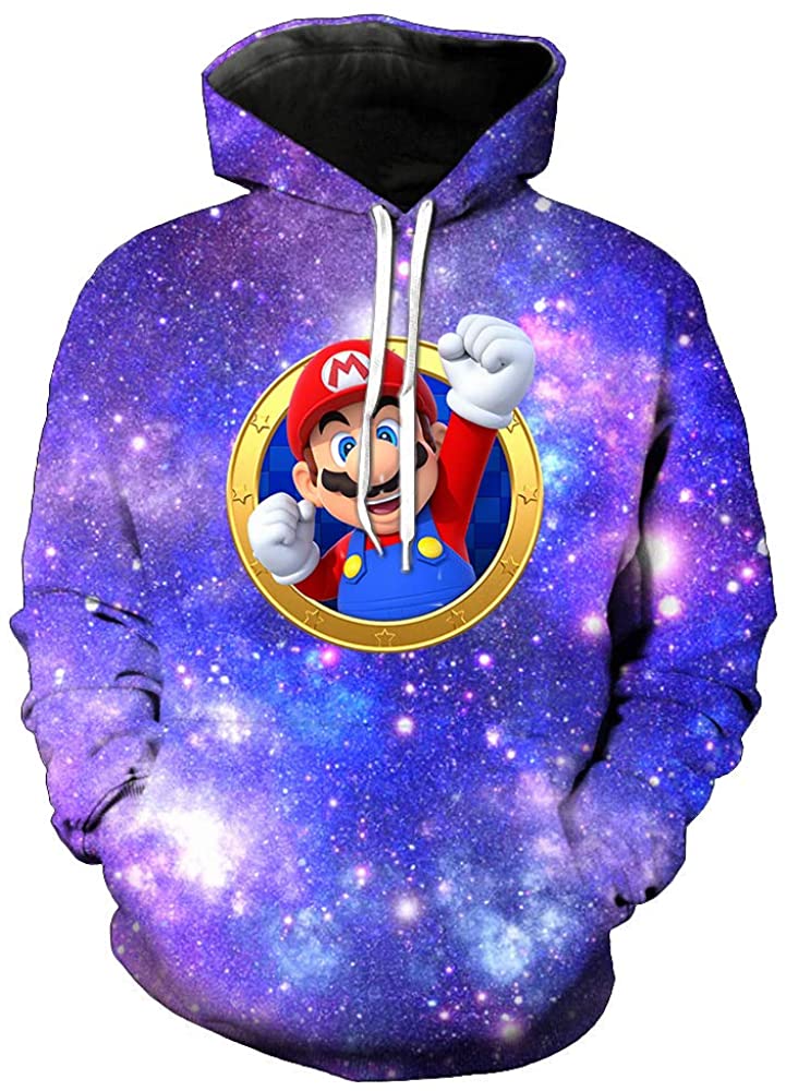 Mario Hoodie - 3D Full Print Drawstring Hooded Pullover Sweatshirt 9 Styles Optional - Image 3