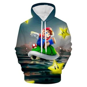 Mario Hoodie - Super Mario 3D Print Hooded Pullover Sweatshirt