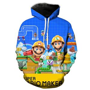 Mario Hoodie - Super Mario Market Mario Luigi 3D Full Print Drawstring Hooded Pullover Sweatshirt