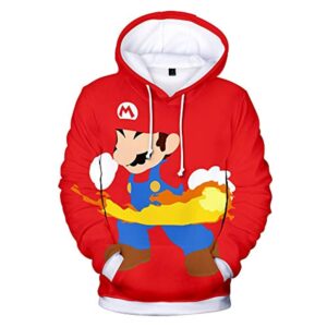 Mario Hoodie - Super Mario Red 3D Full Print Drawstring Hooded Pullover Sweatshirt