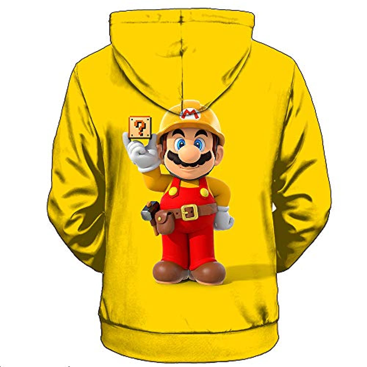 Mario Hoodie - Super Mario Yellow 3D Full Print Drawstring Hooded Pullover Sweatshirt - Image 2
