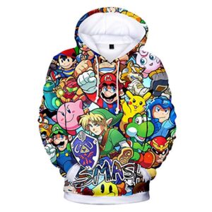 Mario Hoodie - Super Smash Bros 3D Full Print Drawstring Hooded Pullover Sweatshirt
