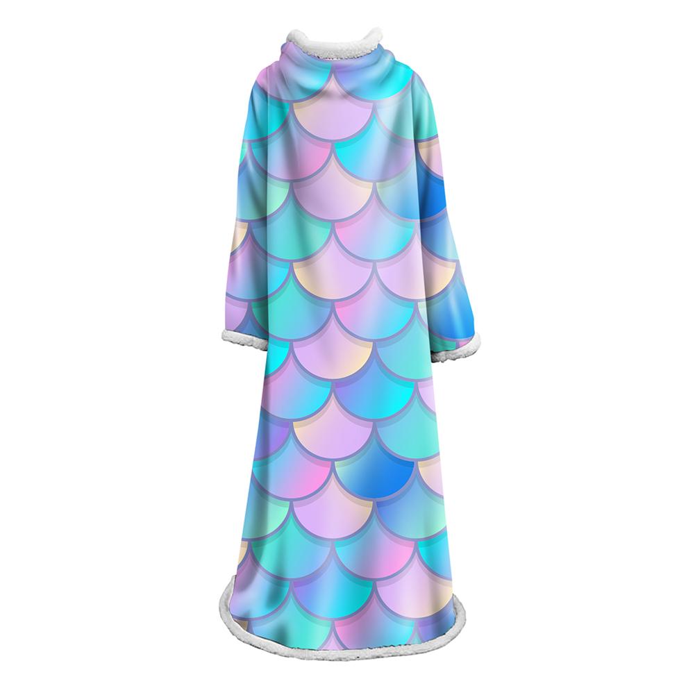 Mermaid Scale Blanket With Sleeve - 3D Digital Printed Thickened Robe - Image 10