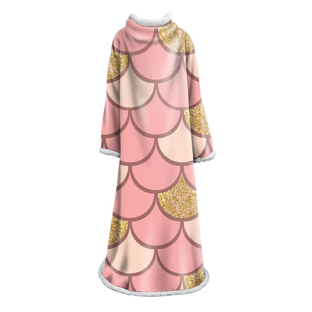Mermaid Scale Blanket With Sleeve - 3D Digital Printed Thickened Robe - Image 12