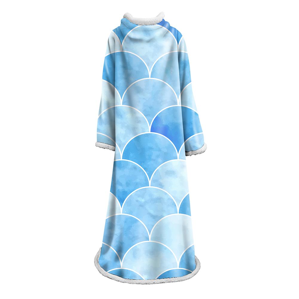 Mermaid Scale Blanket With Sleeve - 3D Digital Printed Thickened Robe - Image 5