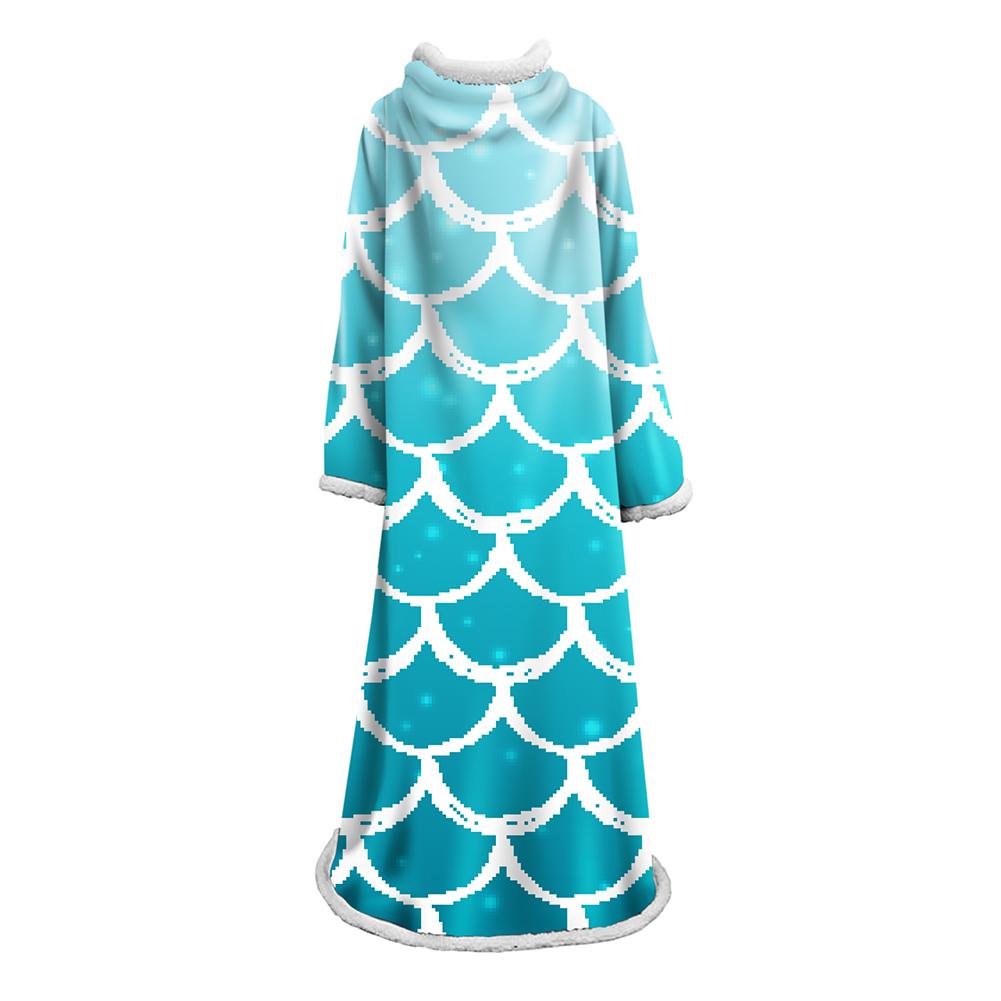 Mermaid Scale Blanket With Sleeve - 3D Digital Printed Thickened Robe - Image 6