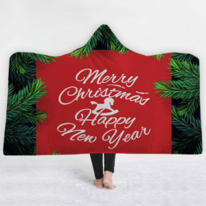 Merry Christmas Hooded Blanket - Green Leaves Blanket