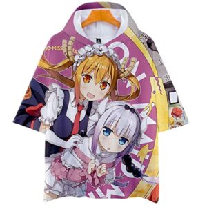 Miss Kobayashi's Dragon Maid Hooded T Shirt Short Sleeve Sweatshirt