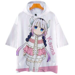 Miss Kobayashi's Dragon Maid Hooded T Shirt Short Sleeve Sweatshirt