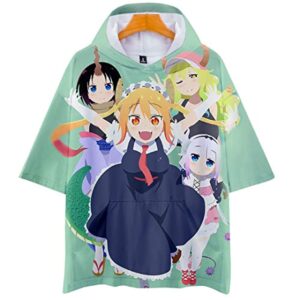 Miss Kobayashi's Dragon Maid Hooded T Shirt Short Sleeve Sweatshirt