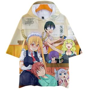 Miss Kobayashi's Dragon Maid Hooded T Shirt Short Sleeve Sweatshirt