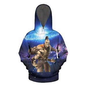 Mortal Kombat Hoodie - Goro Blue Purple Unisex 3D Print Pullover Drawstring Hoodie