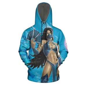 Mortal Kombat Hoodie - Kitana Blue Unisex 3D Print Pullover Drawstring Hoodie