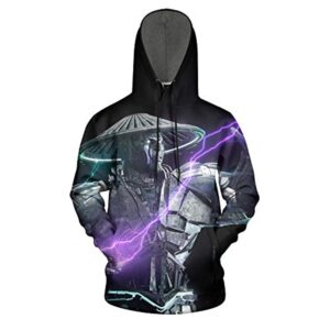 Mortal Kombat Hoodie - Raiden Black Unisex 3D Print Pullover Drawstring Hoodie