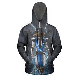 Mortal Kombat Hoodie - Raiden Grey Unisex 3D Full Print Pullover Drawstring Hoodie