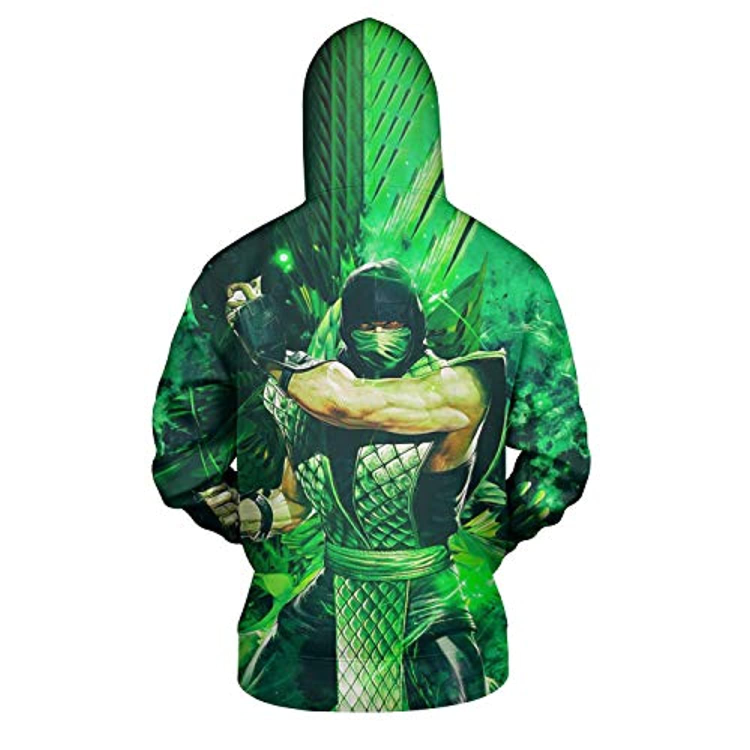 Mortal Kombat Hoodie - Reptile Greeen Unisex 3D Print Pullover Drawstring Hoodie - Image 2
