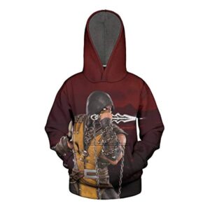 Mortal Kombat Hoodie - Scorpion Red Unisex 3D Full Print Pullover Drawstring Hoodie
