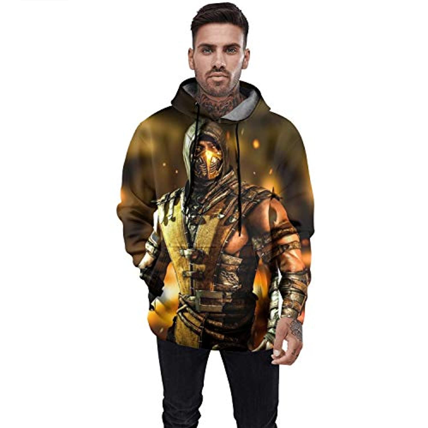 Mortal Kombat Hoodie - Scorpion Unisex 3D Print Pullover Drawstring Hoodie - Image 3
