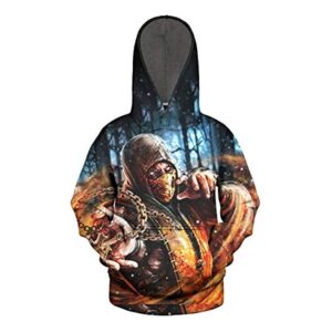 Mortal Kombat Hoodie - Scorpion Unisex 3D Print Pullover Drawstring Hoodie