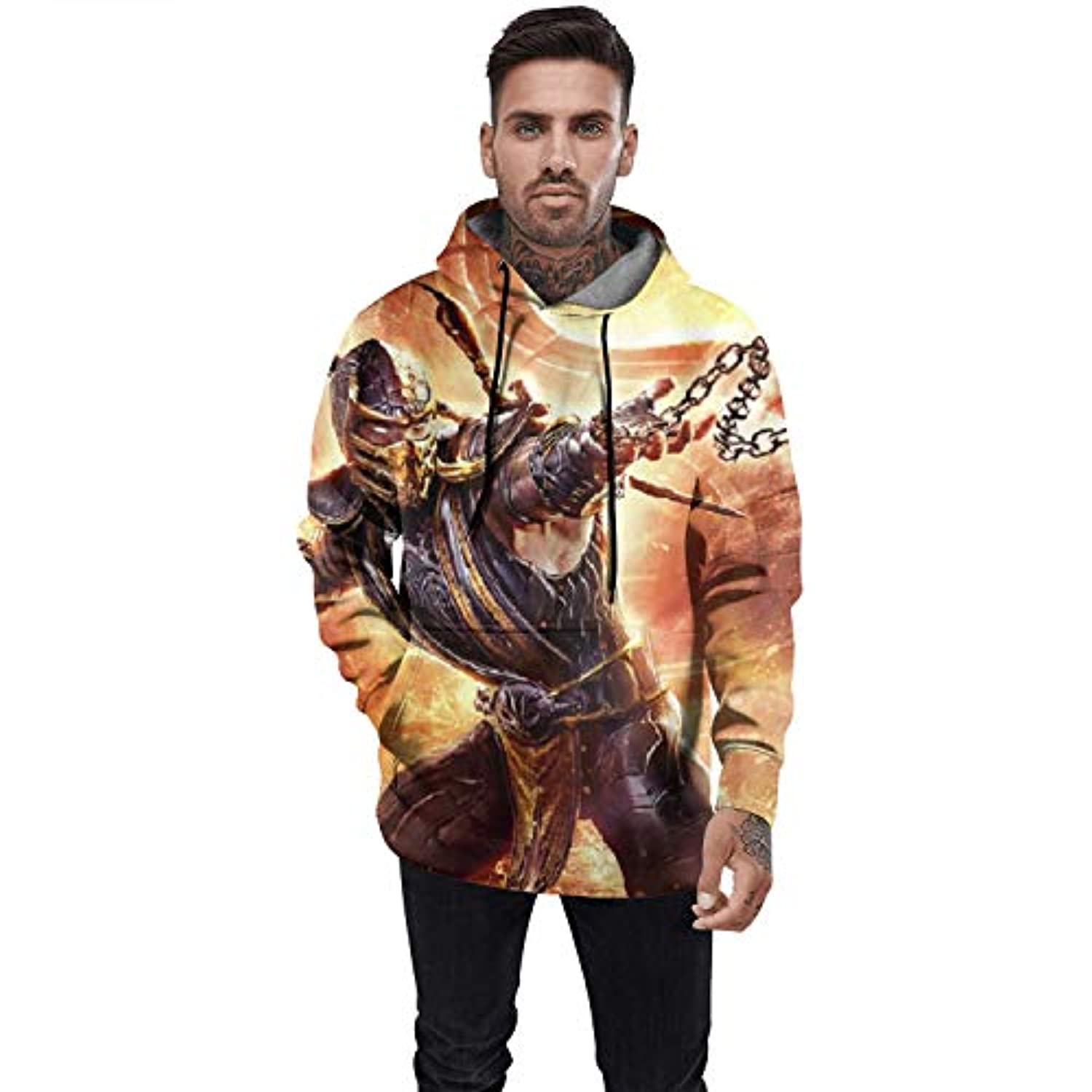 Mortal Kombat Hoodie - Scorpion Yellow 3D Print Pullover Drawstring Hoodie - Image 3