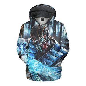 Mortal Kombat Hoodie - Sub-Zero Blue Unisex 3D Print Pullover Drawstring Hoodie