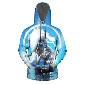 Mortal Kombat Hoodie - Sub-Zero Sky Blue Unisex 3D Full Print Funny Pullover Hoodie