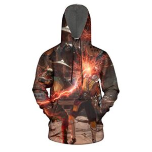 Mortal Kombat Hoodie - Unisex Flame 3D Print Pullover Drawstring Hoodie