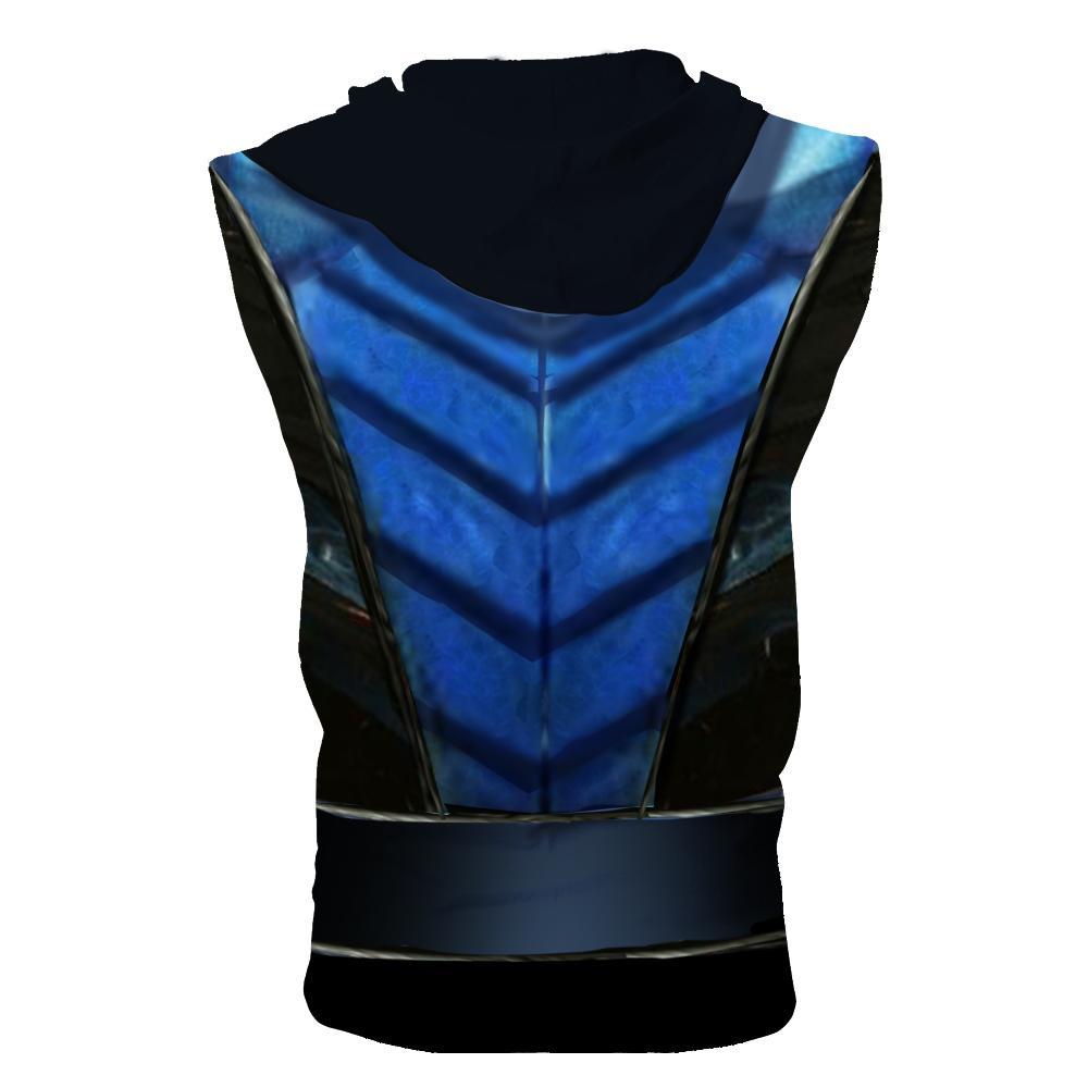 Mortal Kombat Hoodie - Zip Up Sub Zero Sleeveless Hoodie - Image 2