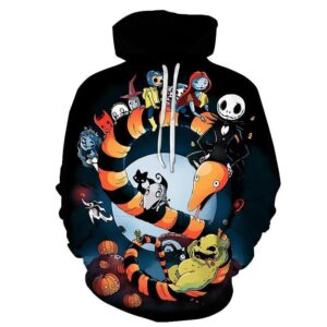 Nightmare Before Christmas Jack And Sally Hoodies - Nightmare Before Christmas Hoodies - Black Jack&Sally 3D Ugly Christmas Hoodie