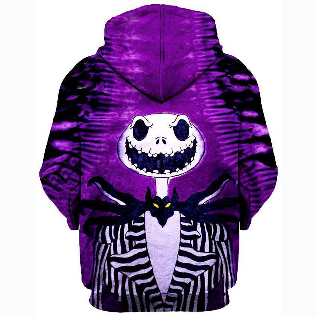 Nightmare Before Christmas Jack Hoodies - Nightmare Before Christmas Hoodies - Purple Jack 3D Ugly Christmas Hoodie - Image 2