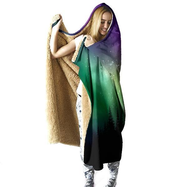 Northern Lights Hooded Blanket - Aurora Cool Blanket - Image 3