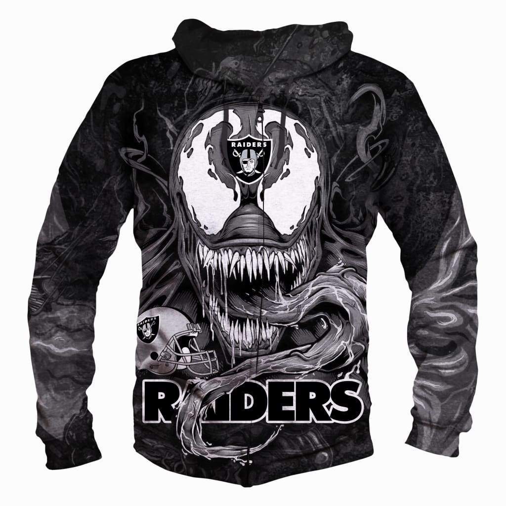 Okland Raiders Venom Hoodies - Pullover Black Hoodie - Image 2