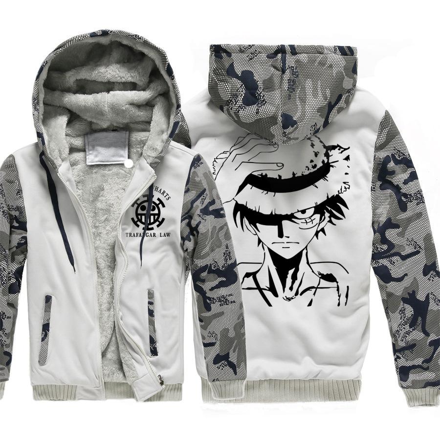One Piece Jackets - Solid Color One Piece Anime Series One Piece Anime Character Super Cool Fleece Jacket - Image 3