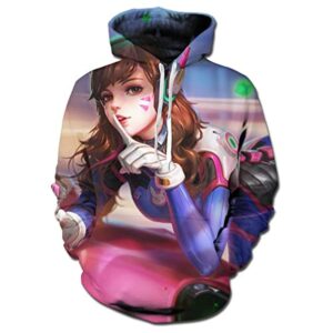 Overwatch Hoodie - D.Va 3D Print Hooded Pullover Sweatshirt