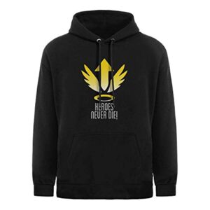 Overwatch Hoodie - Mercy Heroes Never Black Hooded Pullover Sweatshirt