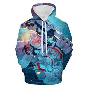Overwatch Hoodie - Reinhardt 3D Print Blue Hooded Pullover Sweatshirt