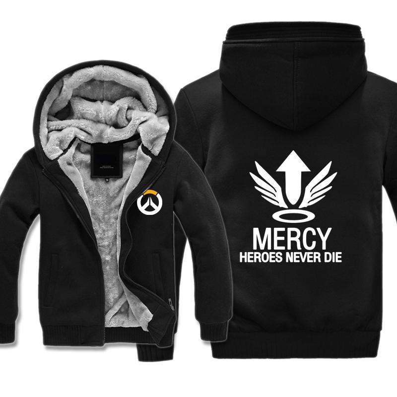 Overwatch Mercy Jackets - Zip Up Black Fleece Jacket - Image 2
